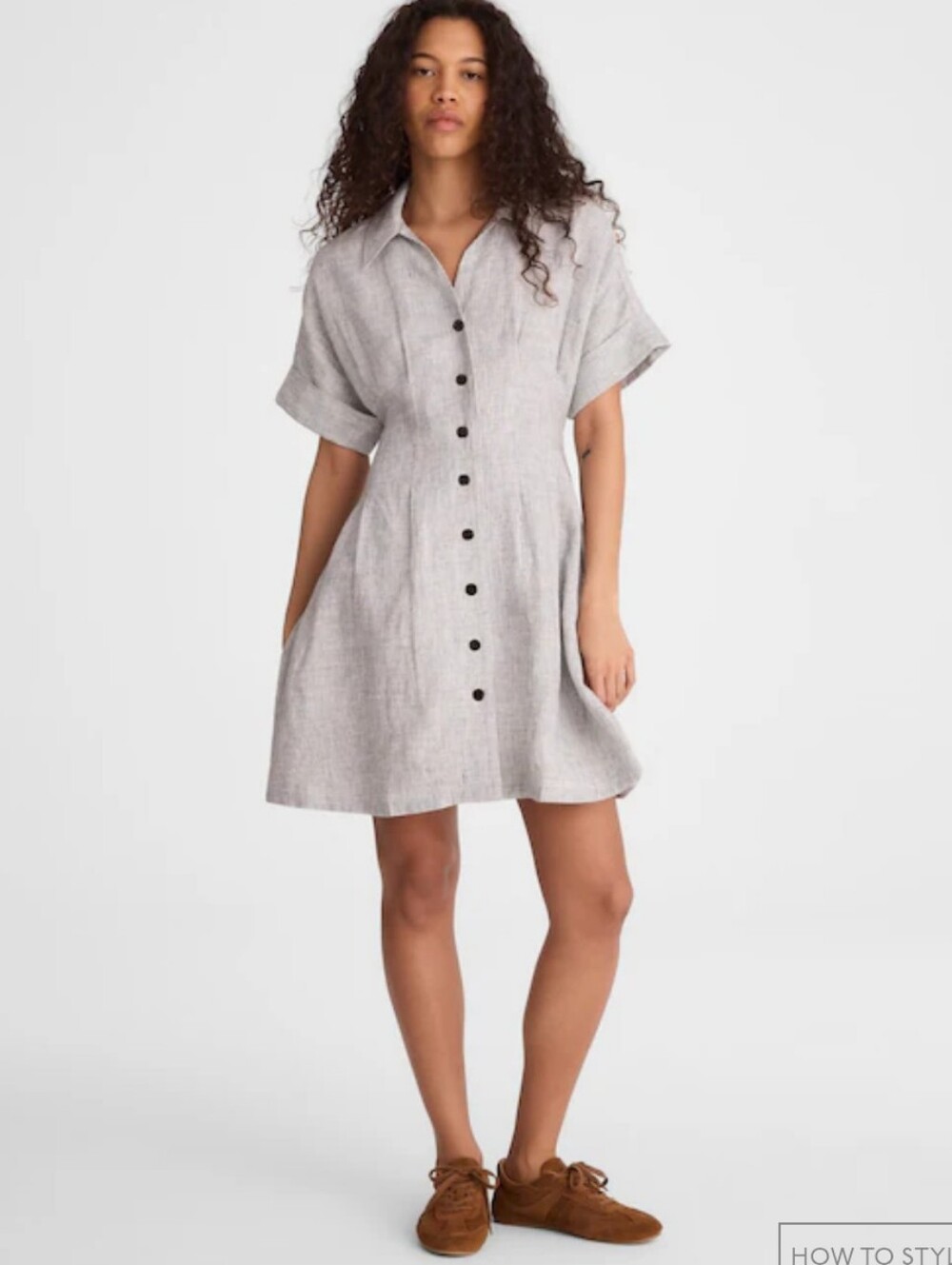 NWT Madewell Perry Mini Shirtdress Linen black white mini stripe Size L - Picture 11 of 11